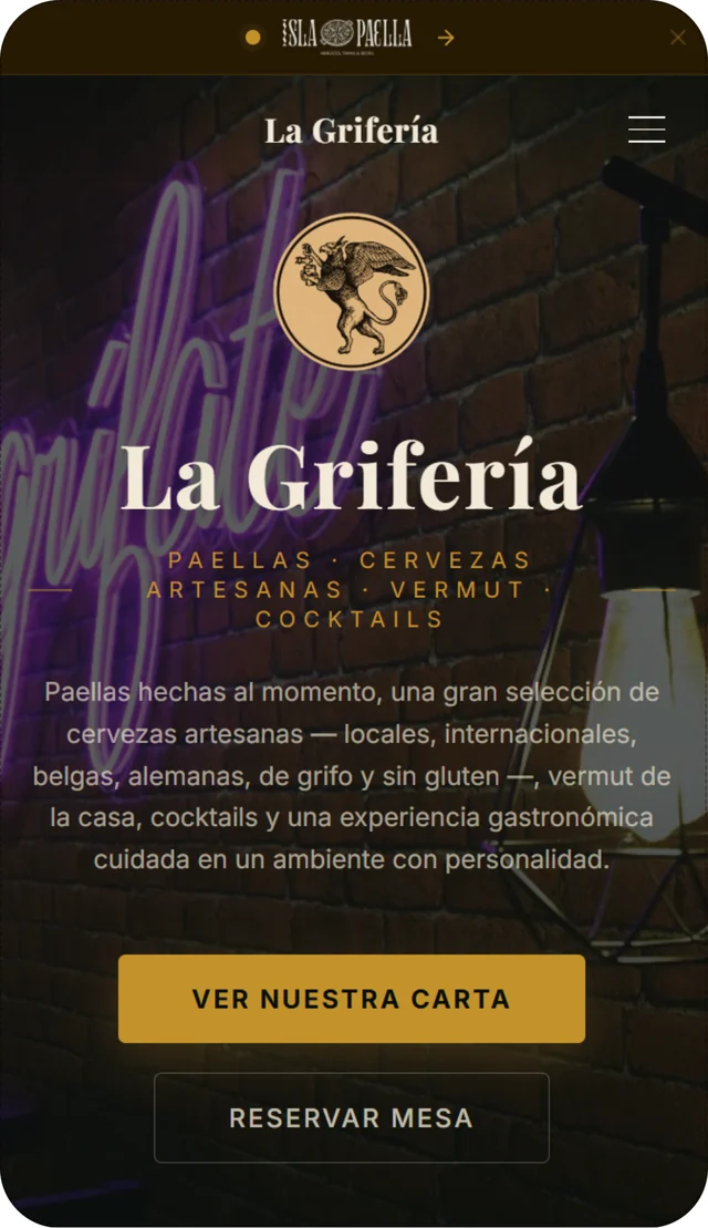 Web de La Grifería en un móvil