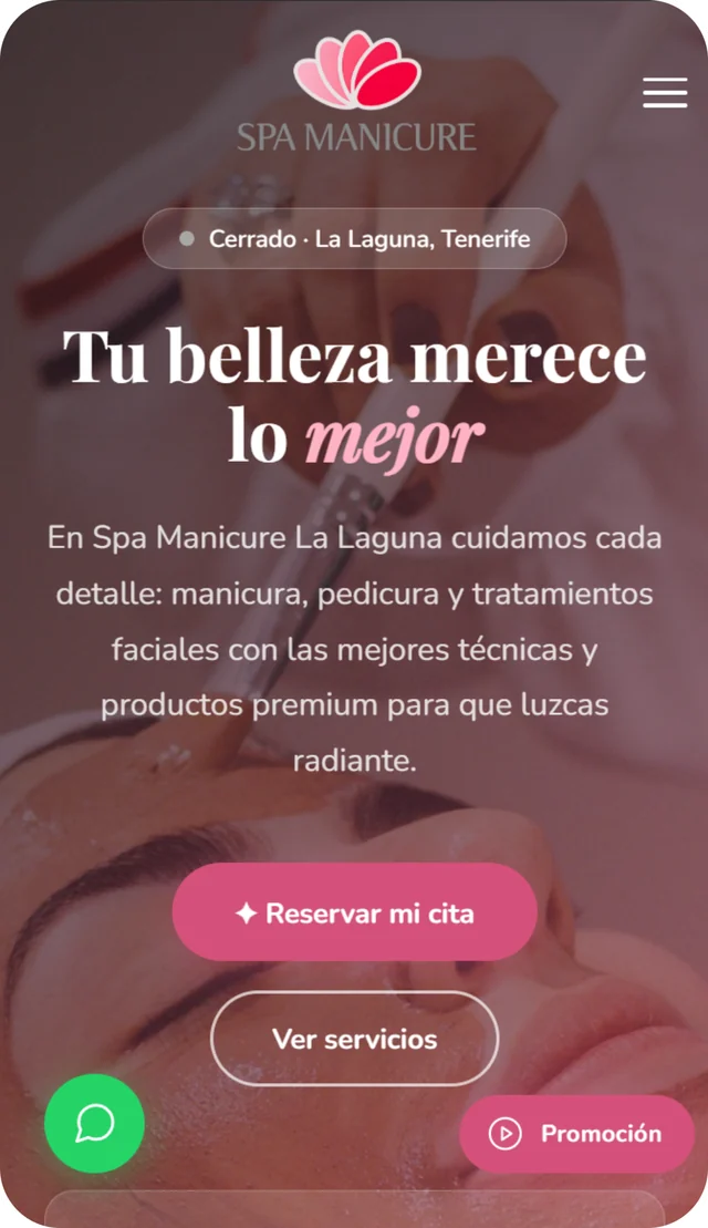 Web de Spa-Manicure en un móvil